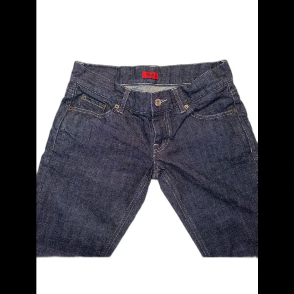 HUGO BOSS RED LABEL Men's Dark Wash Indigo Straight-Leg Jeans Slim Size 27/34